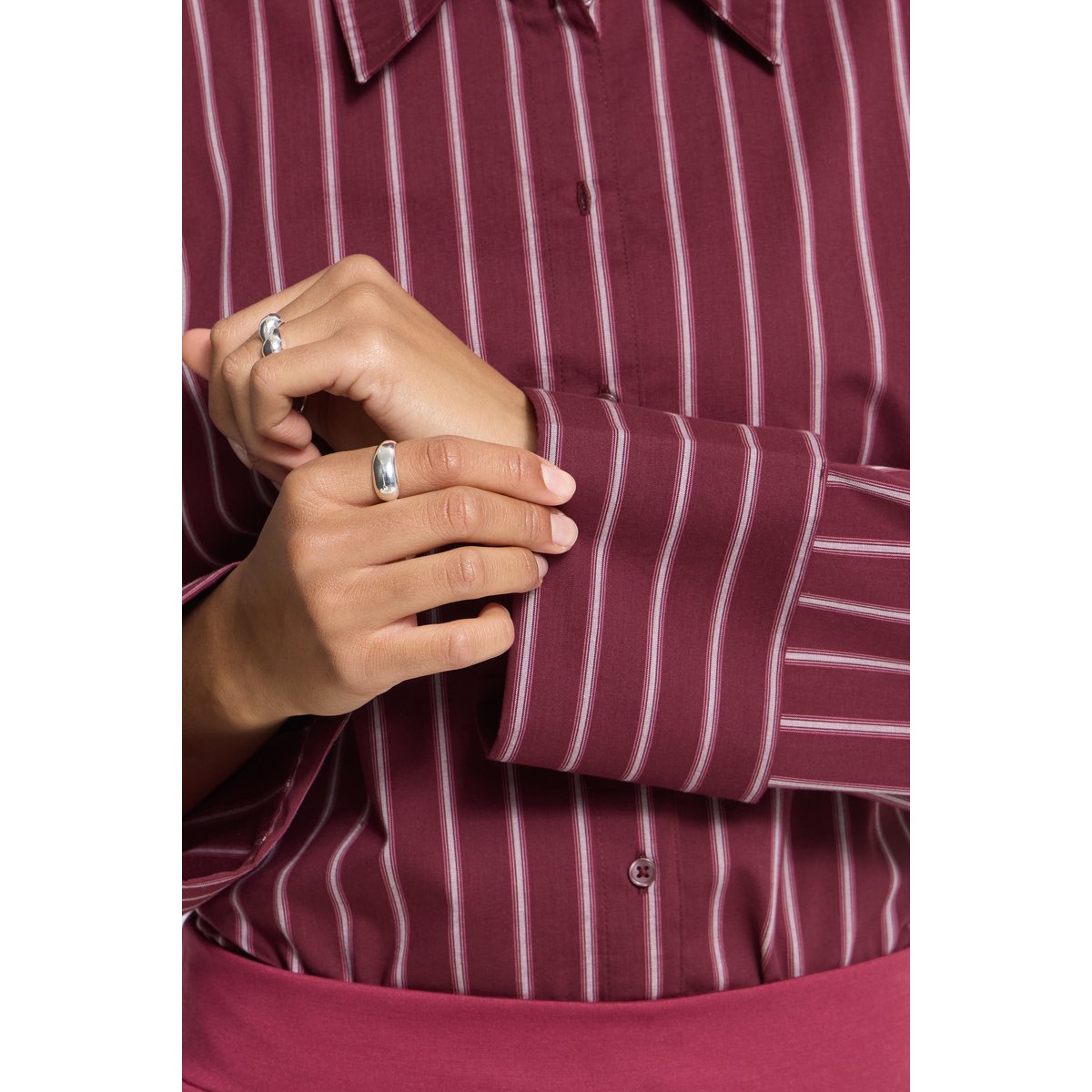 Chemise à manches longues rouge lulao stripe, ICHI
