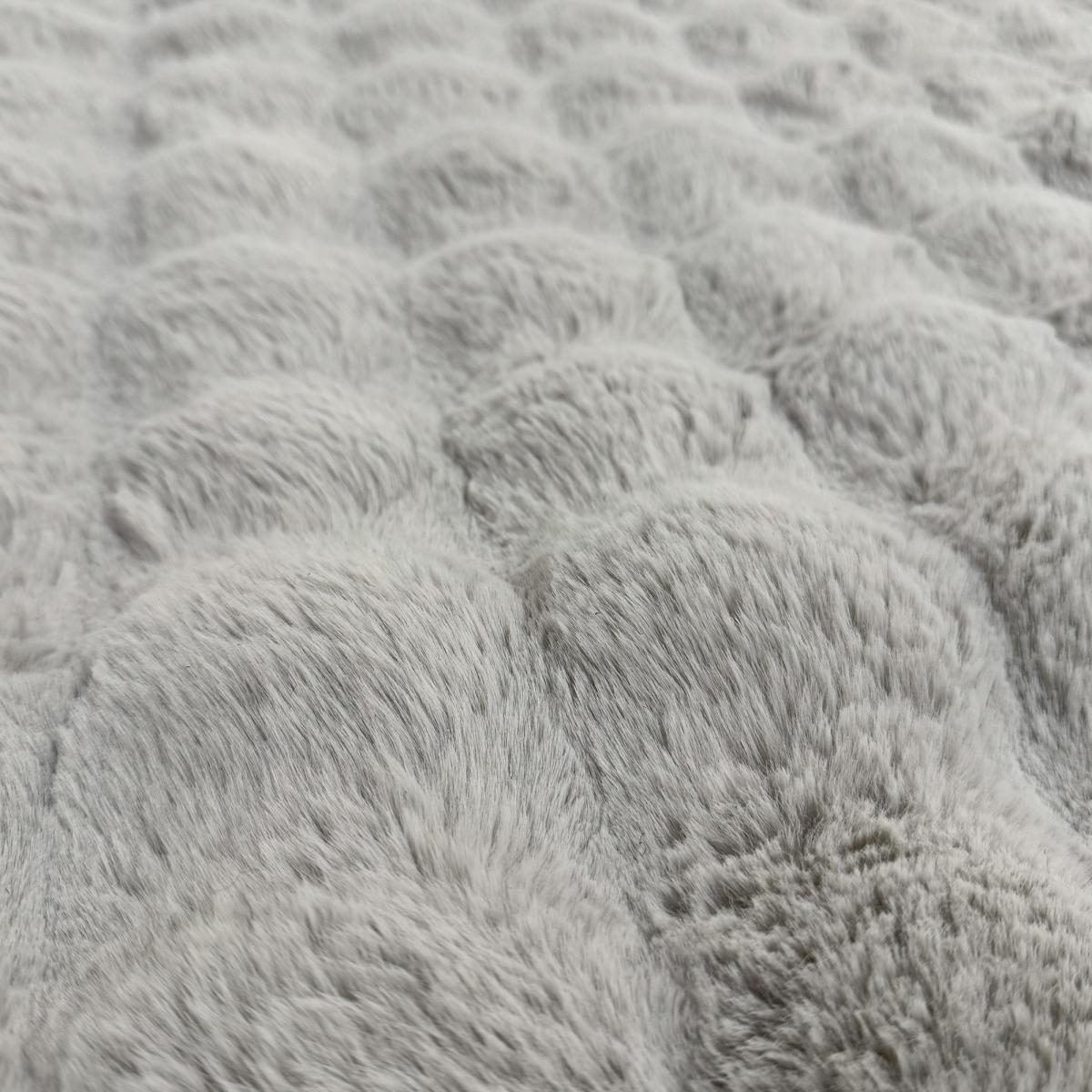 Tapis shaggy, faux uni sobre, poil long shaggy moelleux LYN58 BUBL gris, blanc, UN AMOUR DE TAPIS