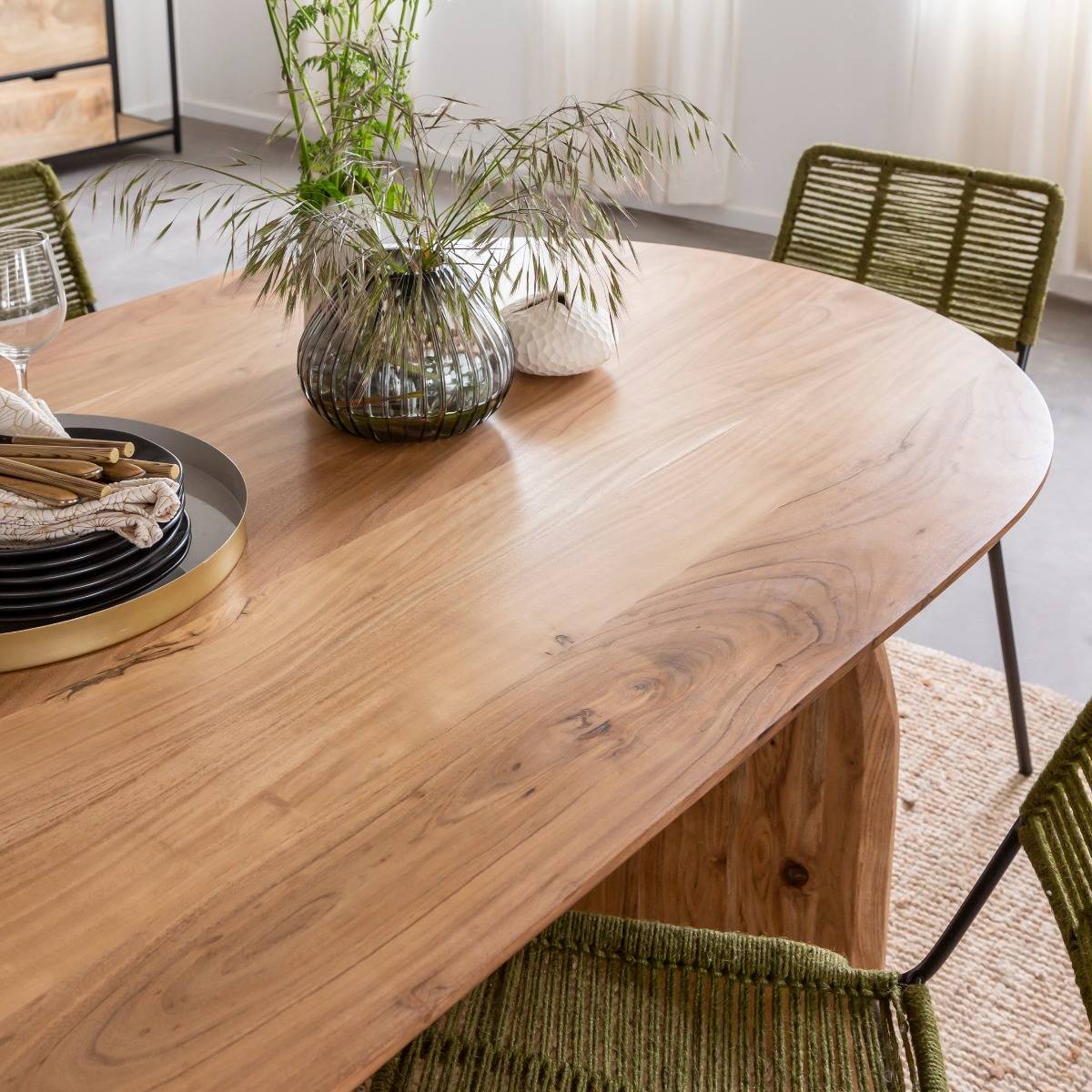 Table à manger en bois d'acacia PAULO bois clair, MADE IN MEUBLES