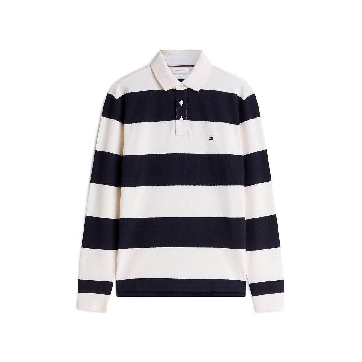Polo manches longues bleu marine/écru, TOMMY HILFIGER