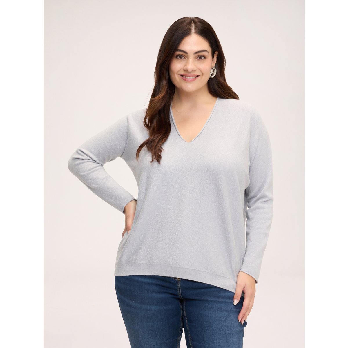 Pull col V gris, FIORELLA RUBINO