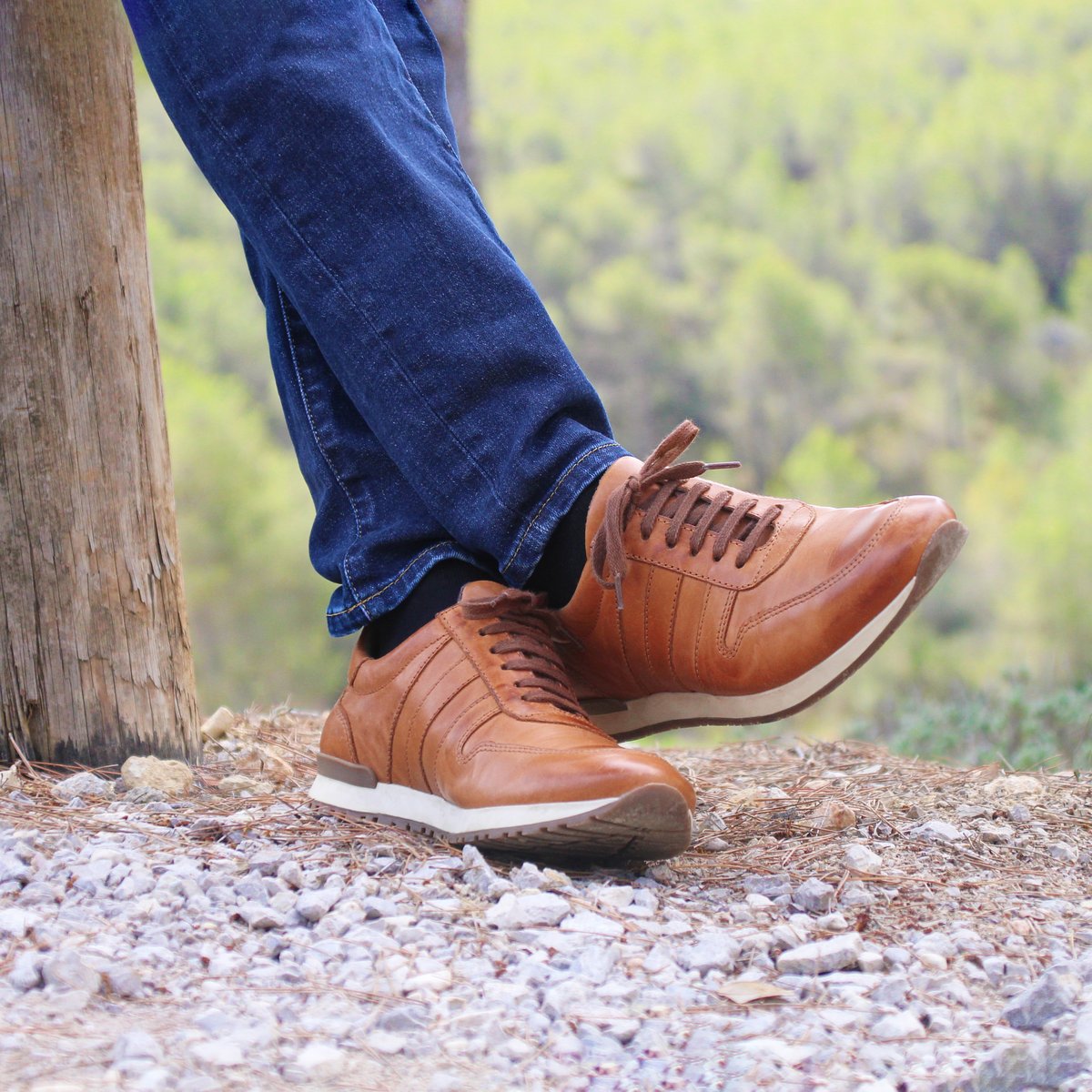 Sneakers cuir lisse cognac, JULES & JENN