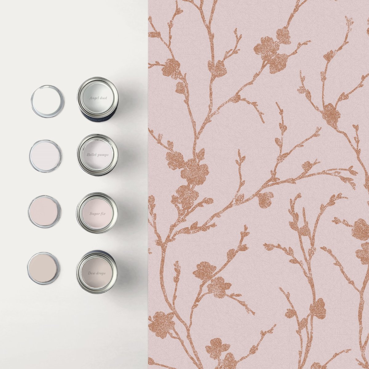 Papier peint Branches fleuries Meiying Blush rose, GRAHAM ET BROWN