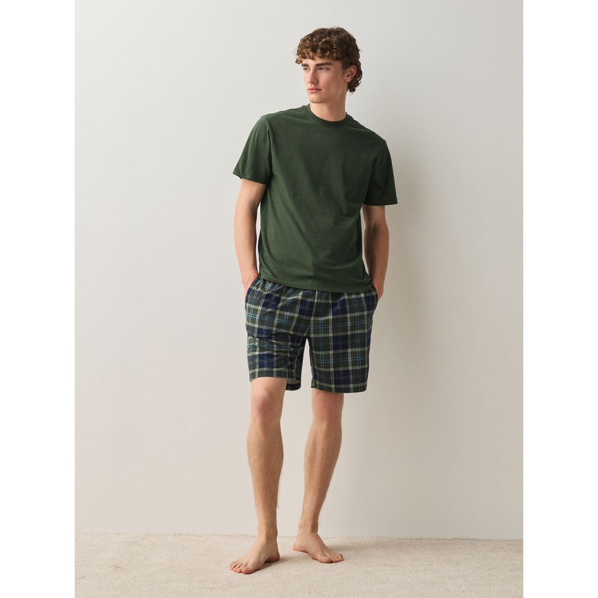 Pyjama confortable en jersey manches courtes vert, NEXT