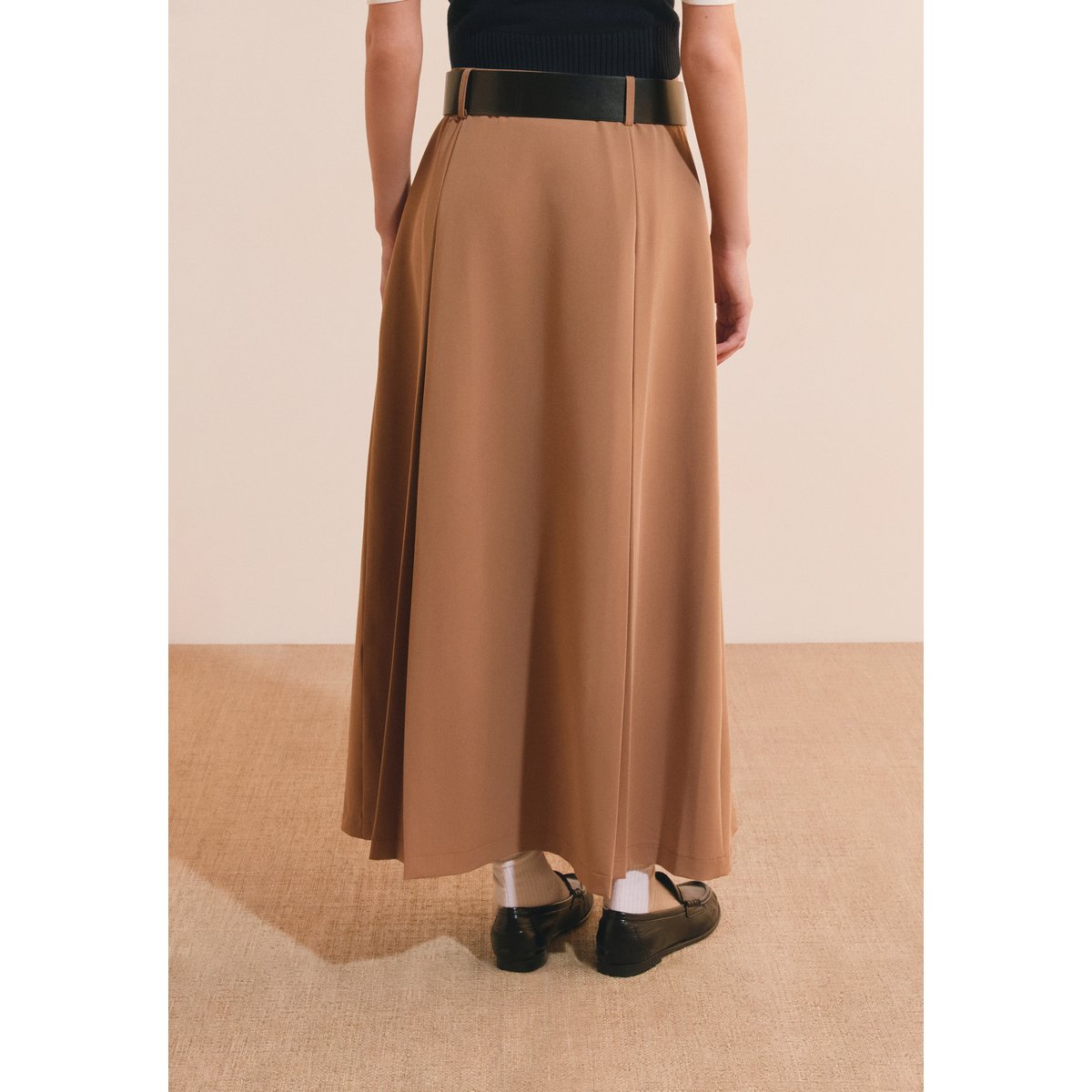 Jupe midi à pinces JASMINE beige, ETAM