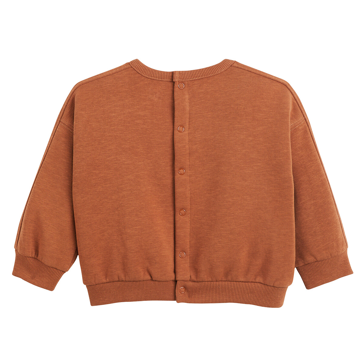 Sweatshirt mit Rundhalsausschnitt und Druckknopfleiste braun, LA REDOUTE COLLECTIONS