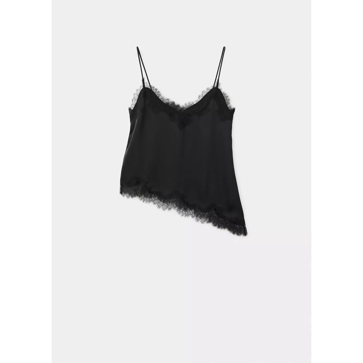 Top lingerie dentelle asymétrique noir, MANGO