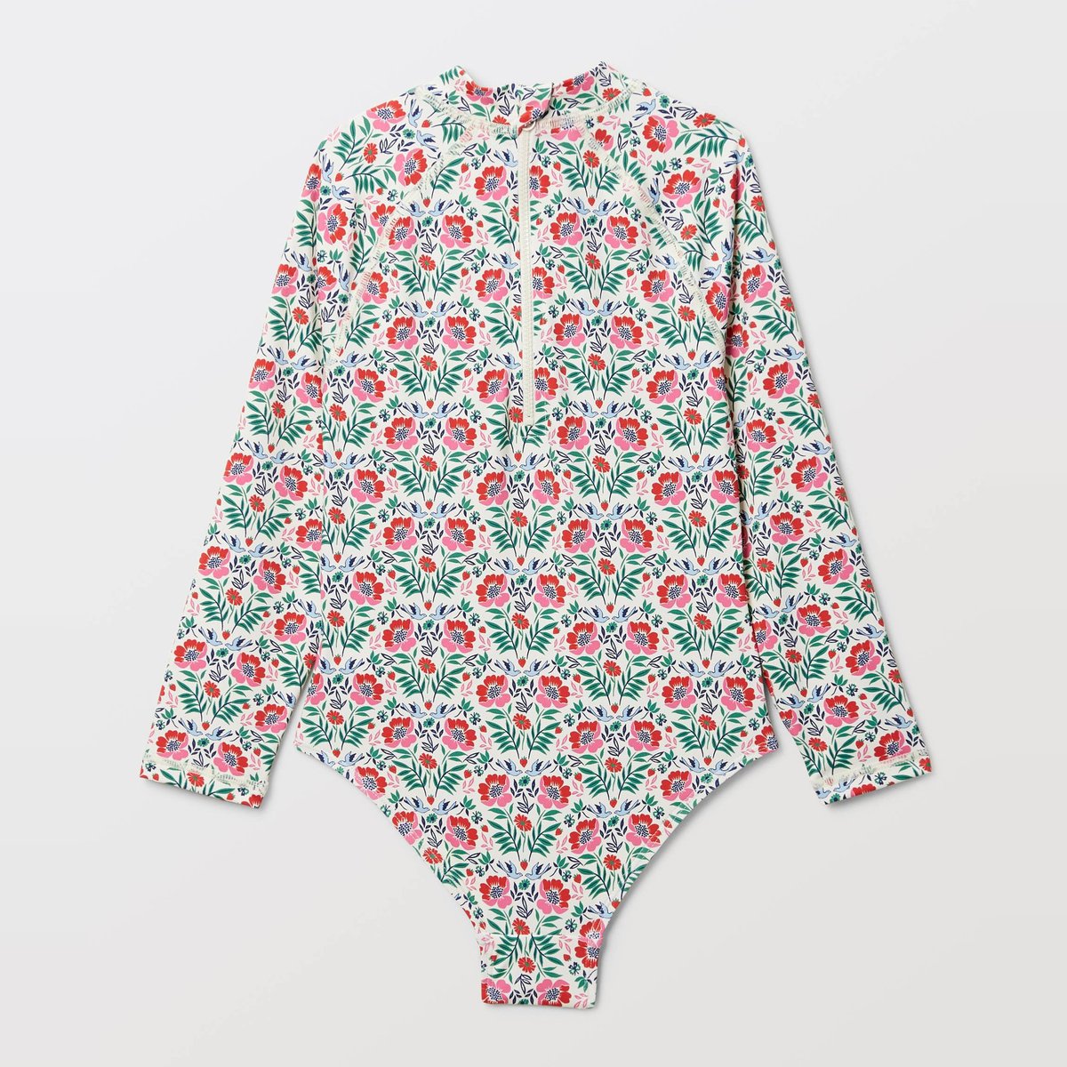 Maillot de bain 1 pièce manches longues imprimé pitaya, MONOPRIX