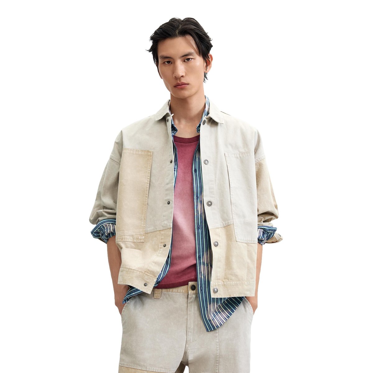 Pantalon patchwork beige, DESIGUAL