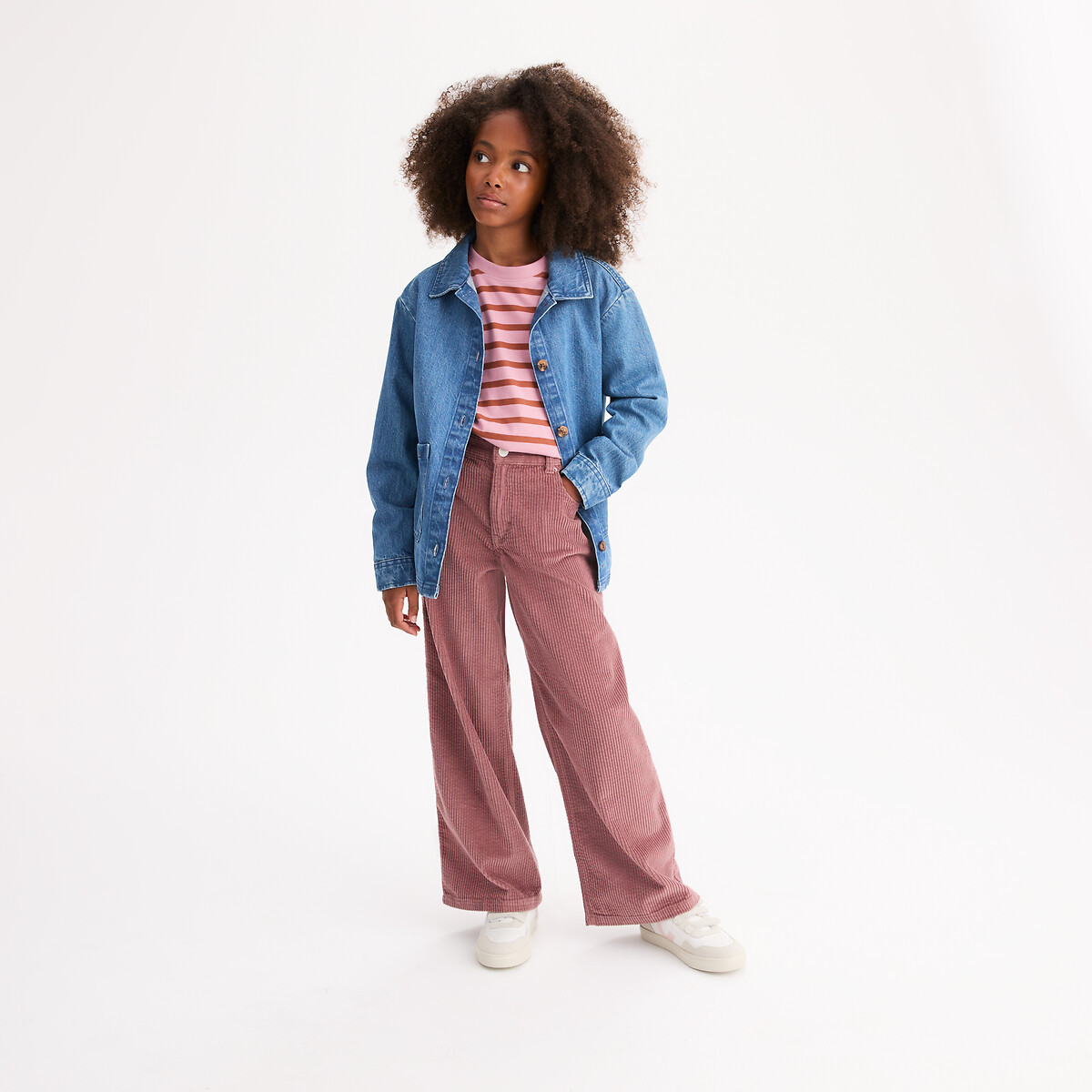 Pantalon large en velours côtelé rose, LA REDOUTE COLLECTIONS