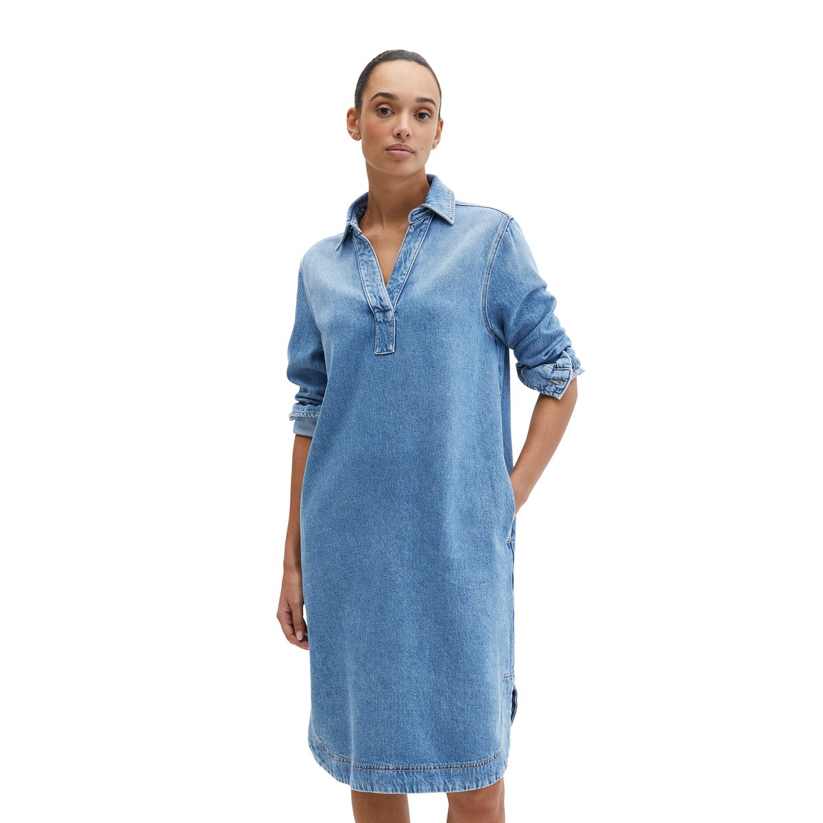 Robe en jean relaxed en coton avec élasthanne bleu moyen, MARC O'POLO