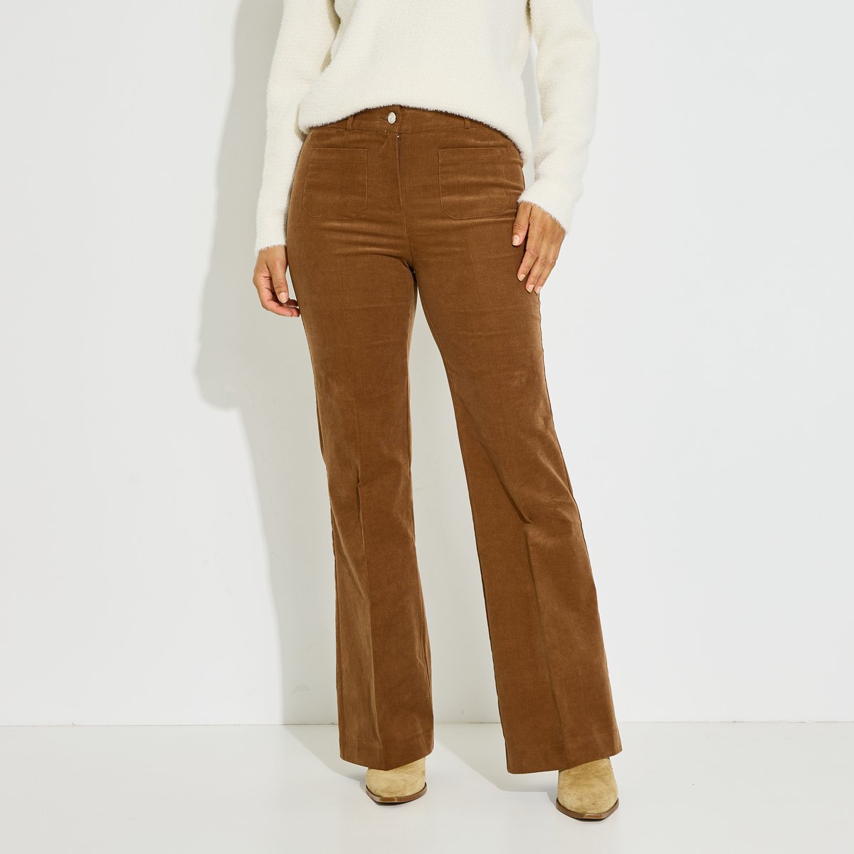 Pantalon velours côtelé marron camel, GRAIN DE MALICE