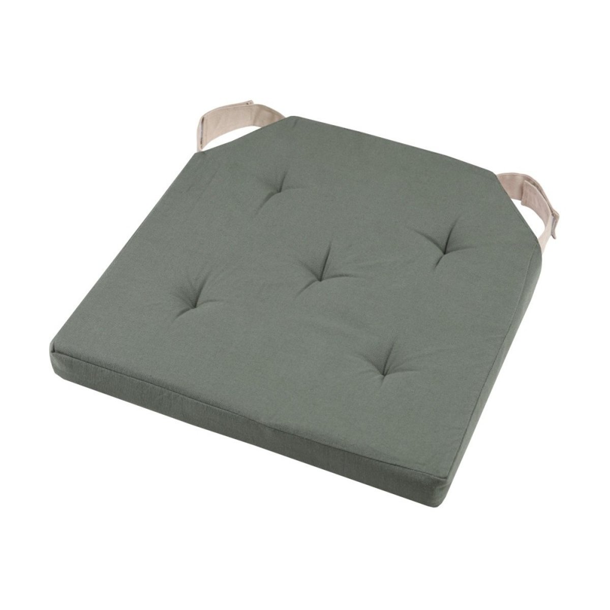 Lot De 4 Galettes De Chaise Duo Velcro 38x38 Vert Lin vert, DECORATIE