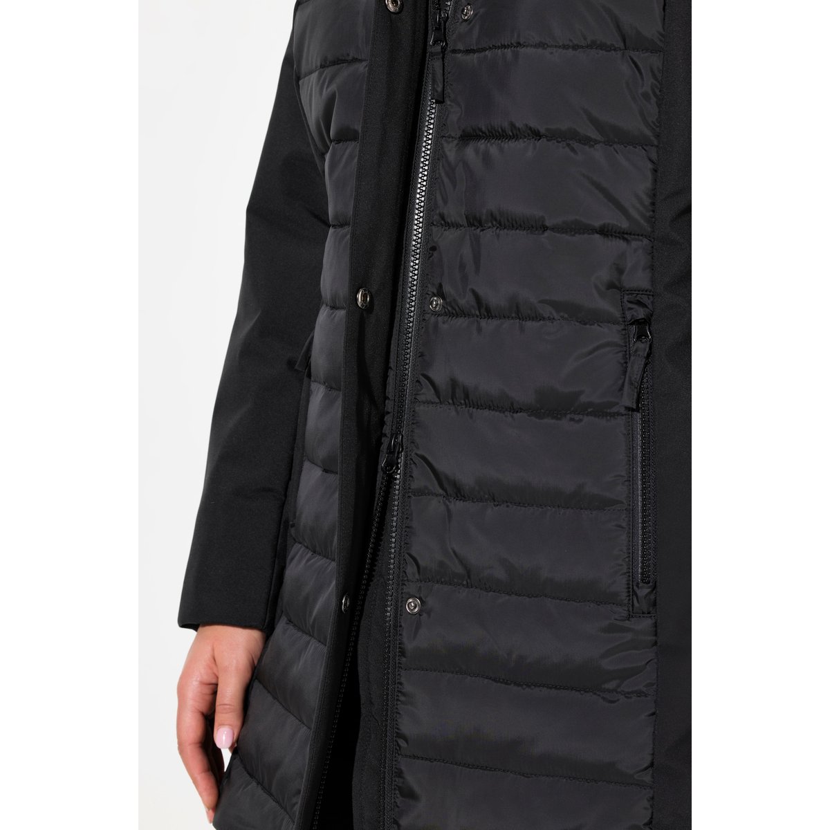 Veste hybride HYPRAR à capuche, col montant noir, ULLA POPKEN