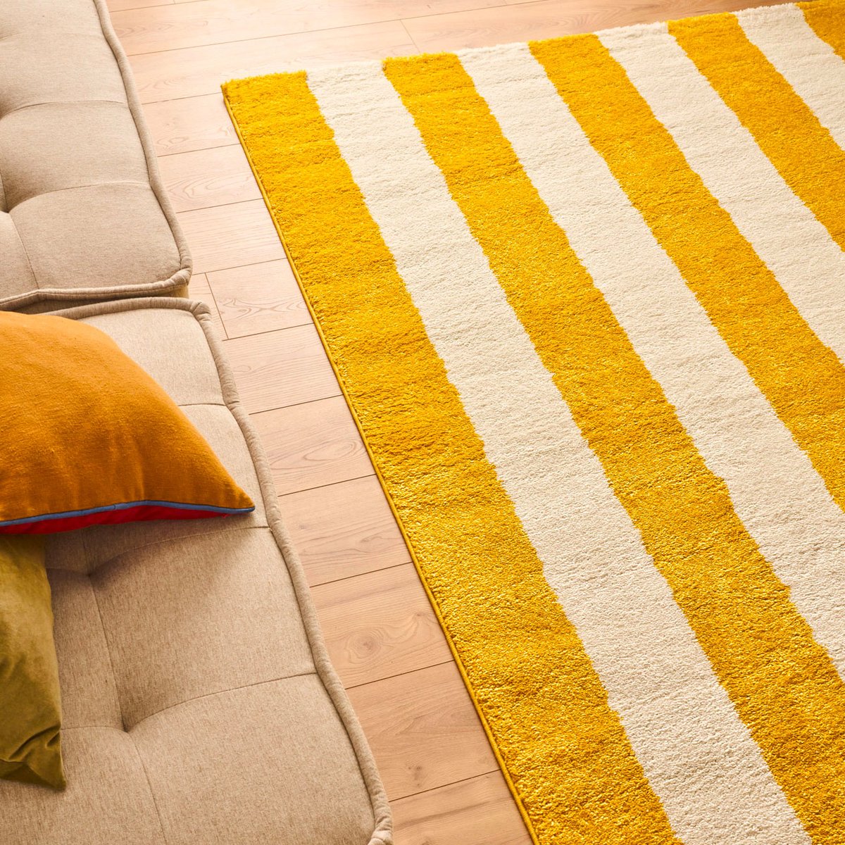 Tapis bicolore à rayures GROOVY jaune, NAZAR RUGS