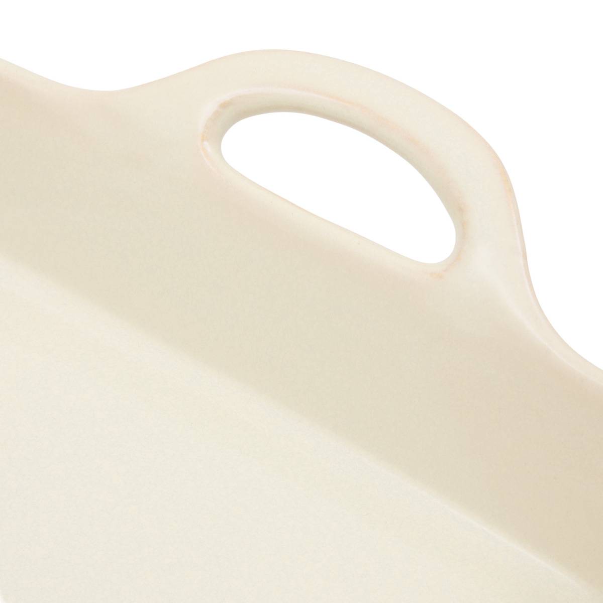 Plat carré en grès TERRE INCONNUE beige, ATMOSPHERA