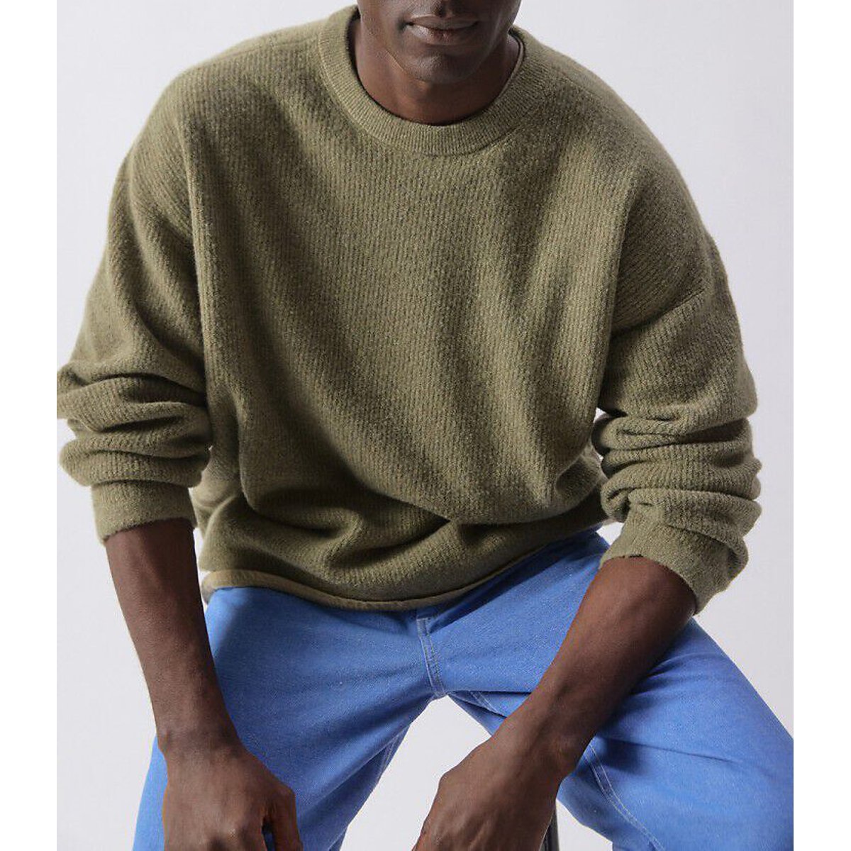Pull col rond, DAMSVILLE vert kaki, AMERICAN VINTAGE