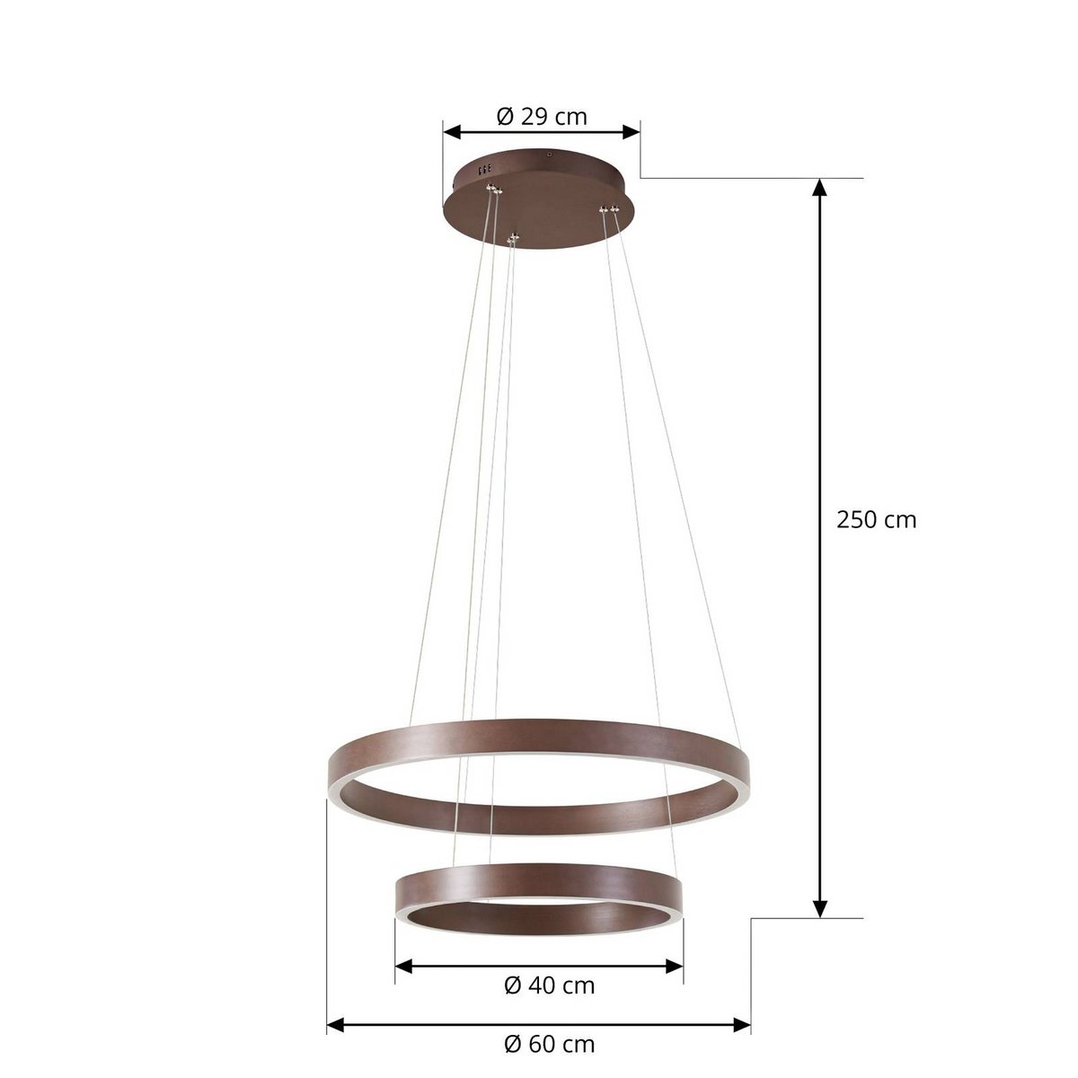Suspension en métal moderneLED, Yonam marron café, blanc, LUCANDE