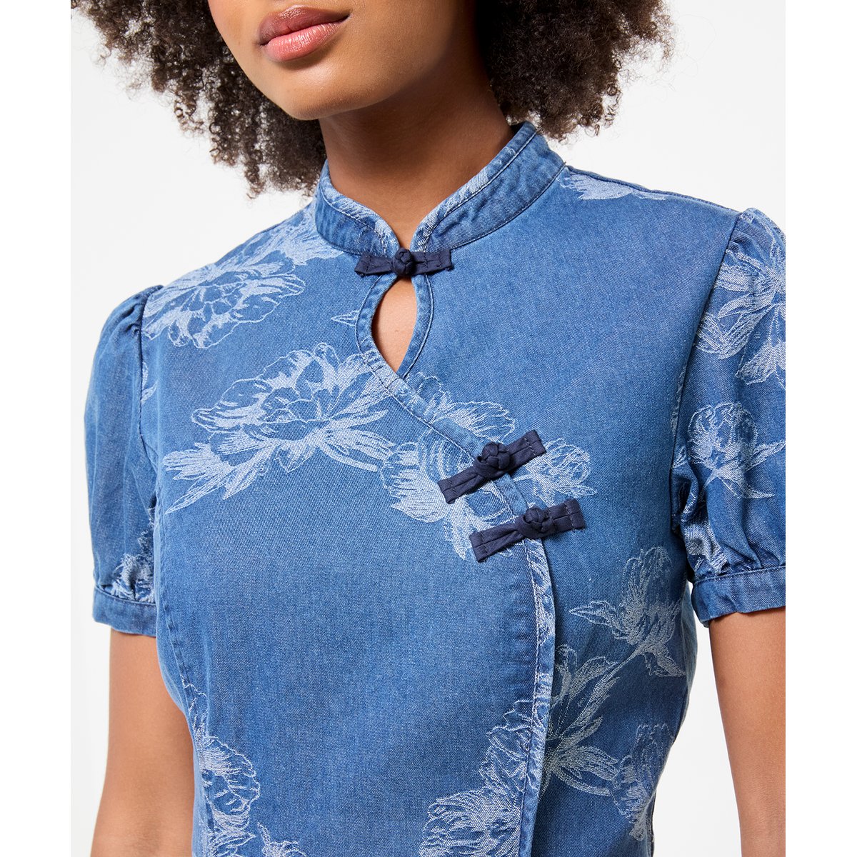 Robe Courte en Jean Jacquard Jessie bleu, JOE BROWNS