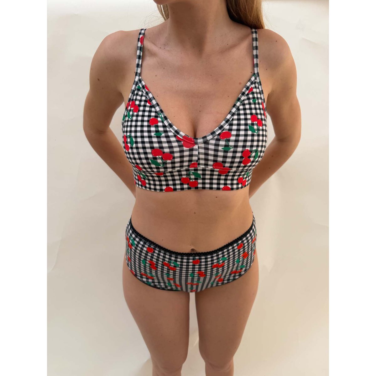 Brassière coton imprimé vichy cerises vichy cerises noir, WE ARE JOLIES