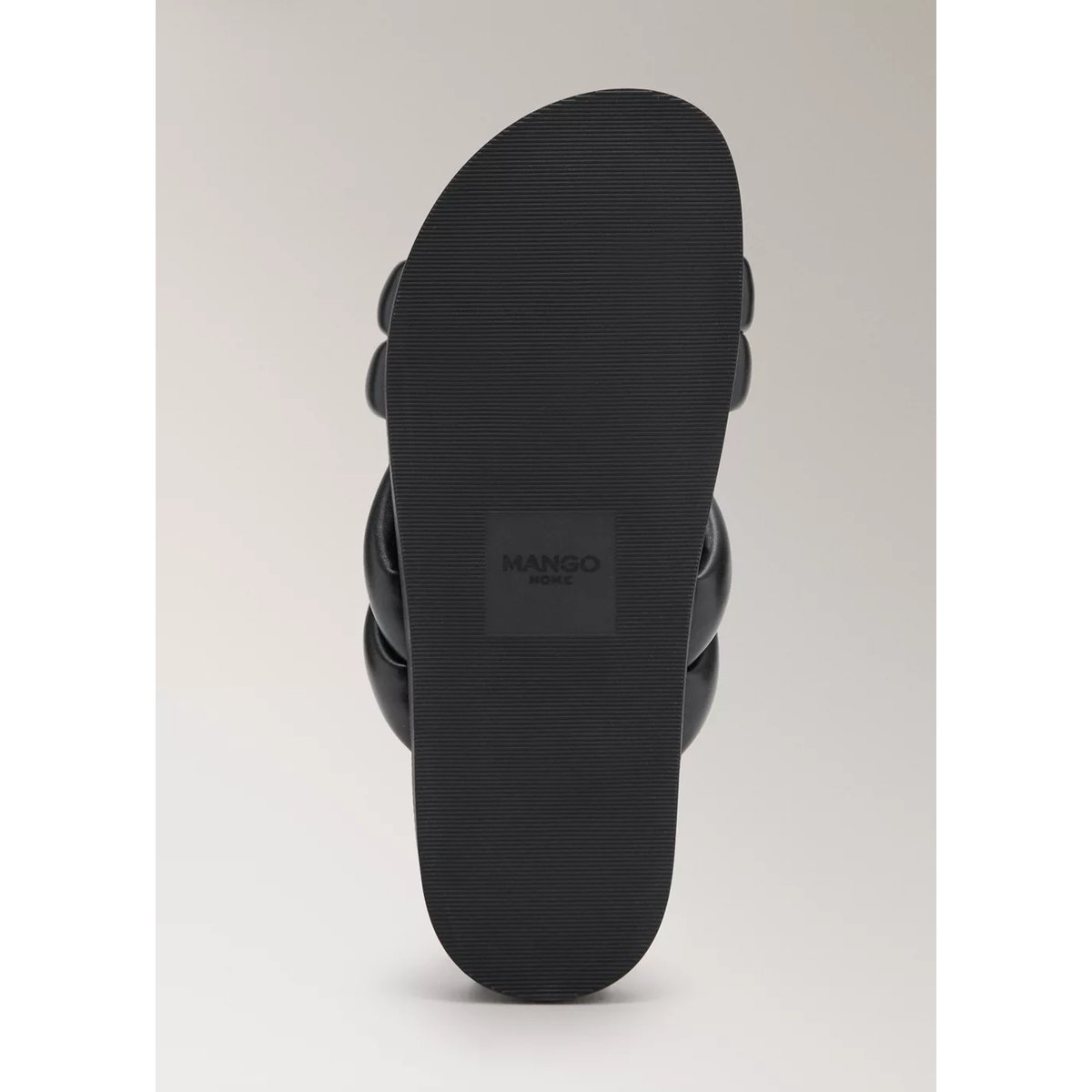 Sandales cuir bandes rembourrées et croisées noir, MANGO