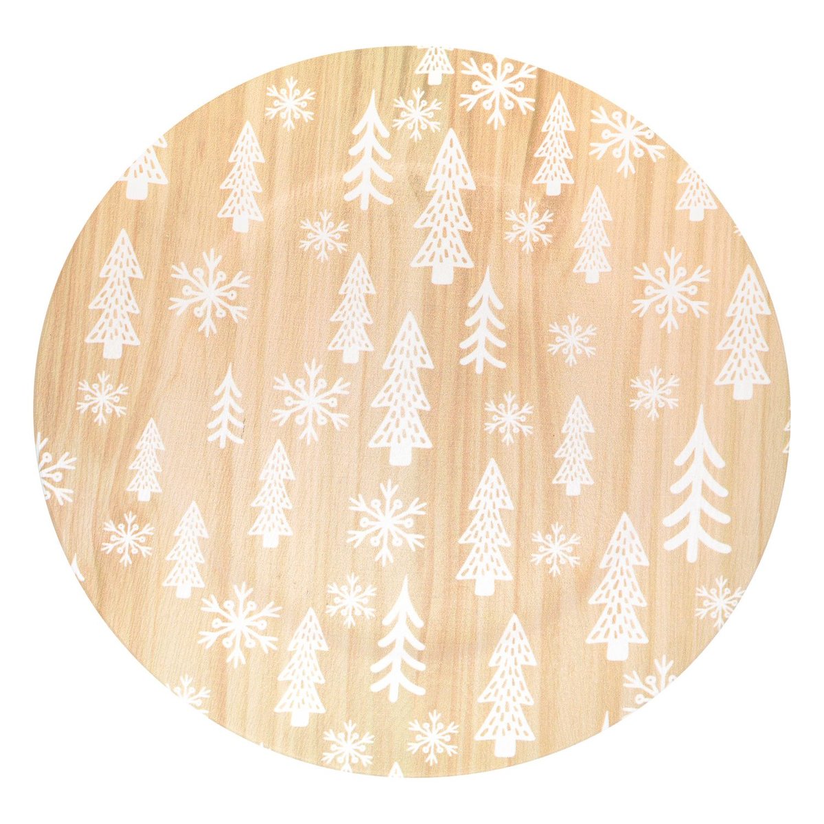 Lot de 12 assiettes de présentation effet bois SAPINS beige, TOILINUX