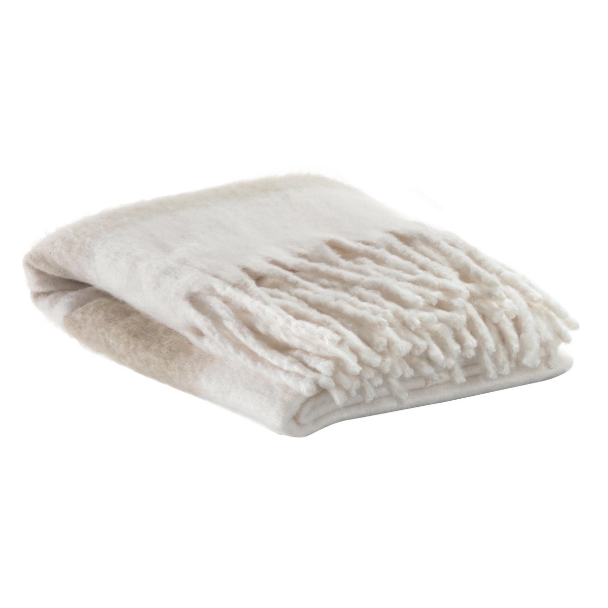 Plaid rayé recyclé Isabel naturel, VIVARAISE