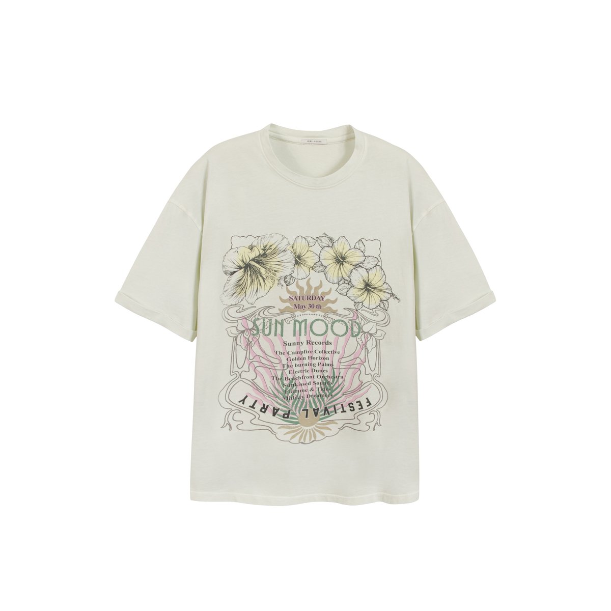 Tee-shirt coton bio affiche fleurs amande, IKKS