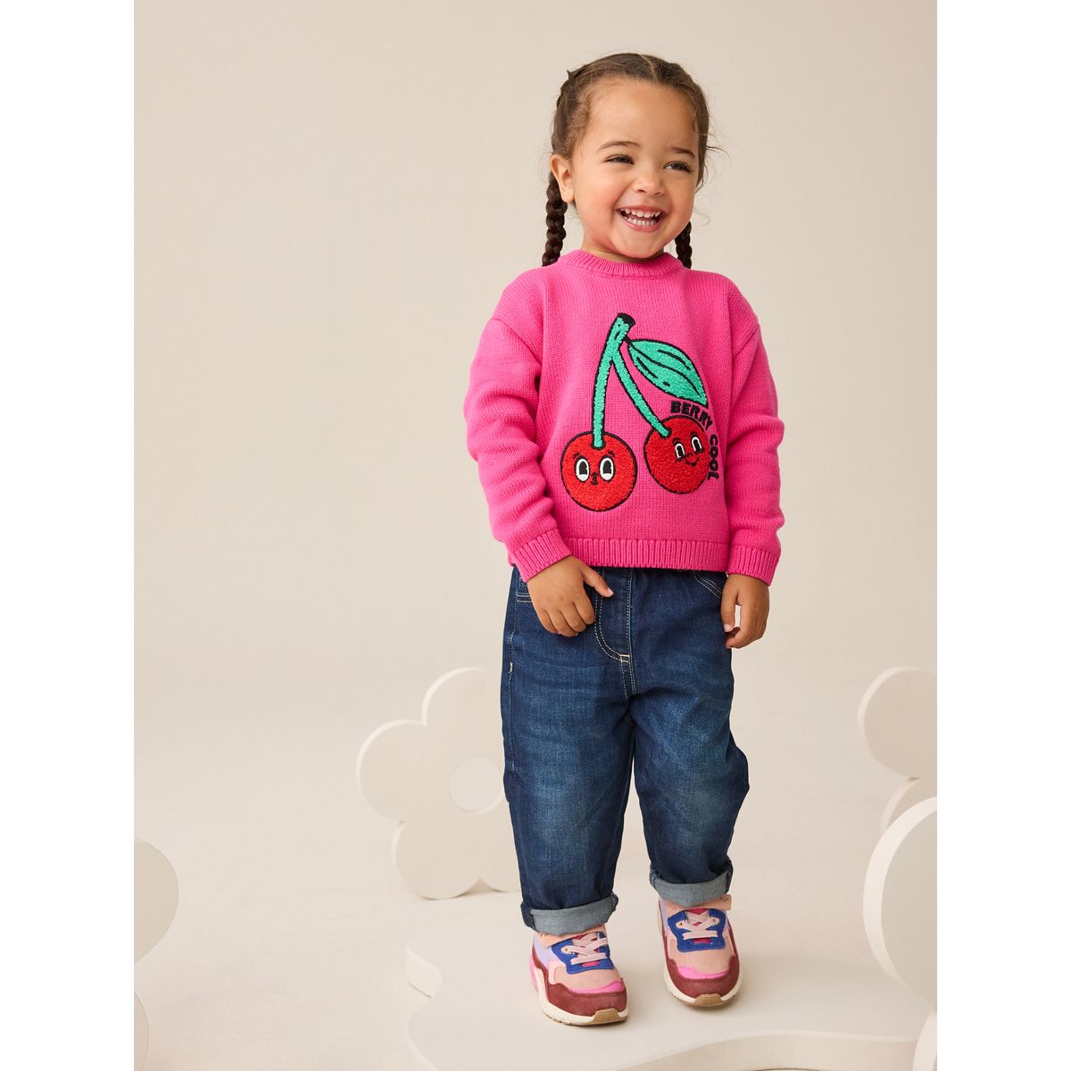 Pull en maille avec cerise brodée rose, NEXT