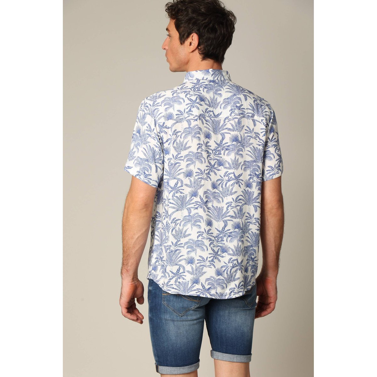 Chemise classique en viscose avec imprimé tropical WILLSON blue, DEELUXE