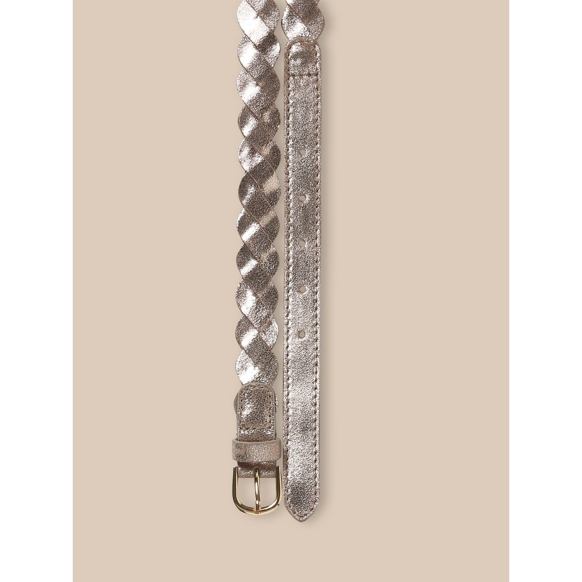 Ceinture en cuir tressé et irisé dore, CYRILLUS