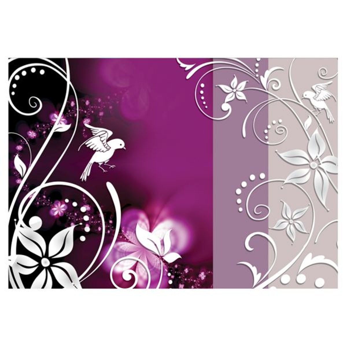 Papier peint intissé panoramique Floral fantasy blanc, EDEN