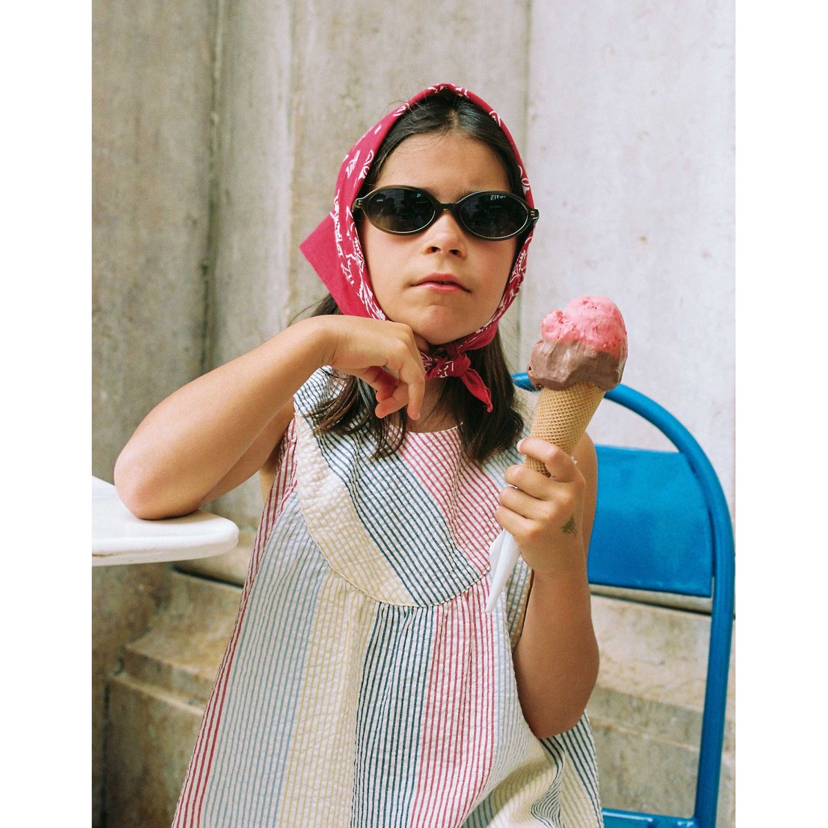 Robe sans manches en coton à rayures You&Me rouge, ZIPPY