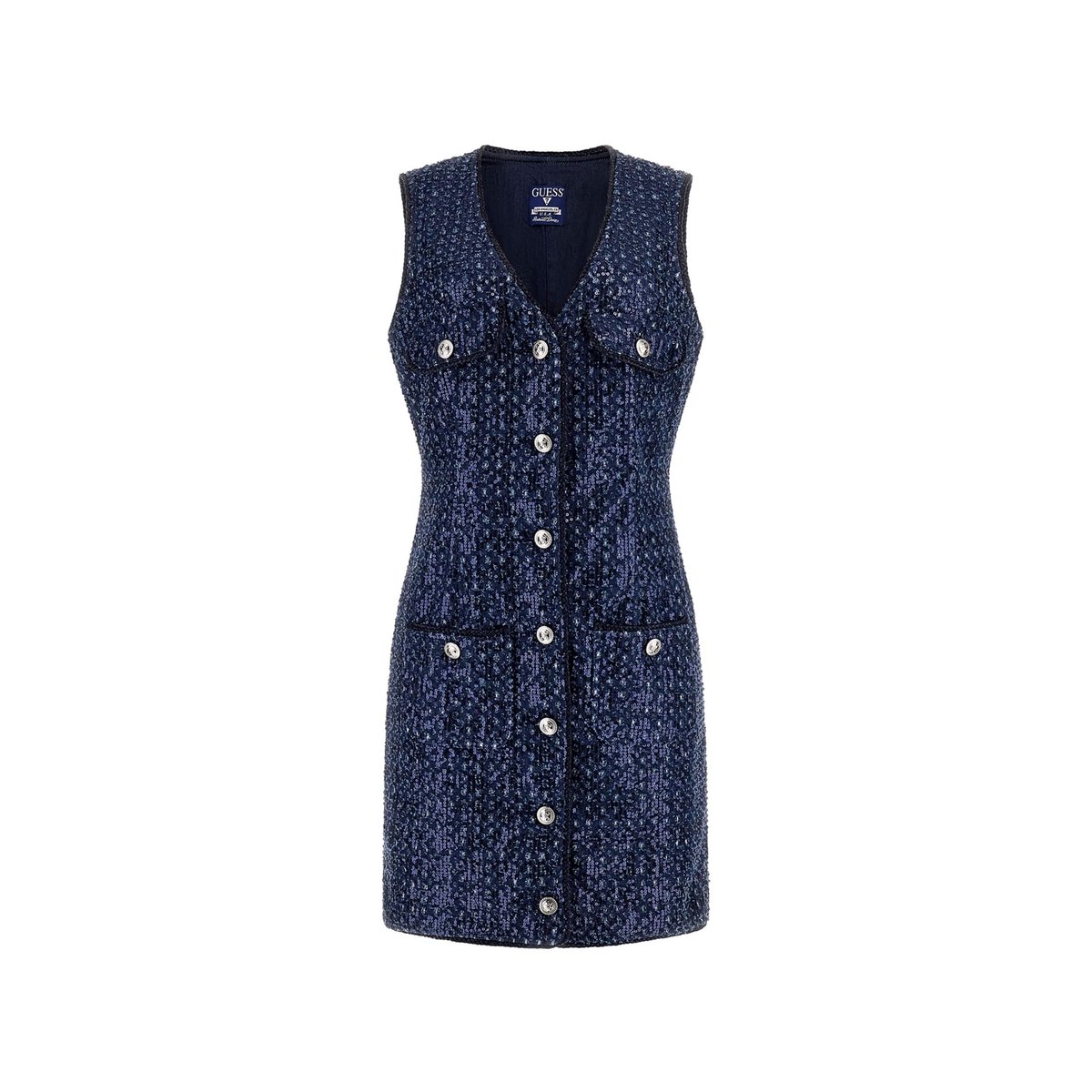 Mini Robe Denim Sequins bleu foncé, GUESS