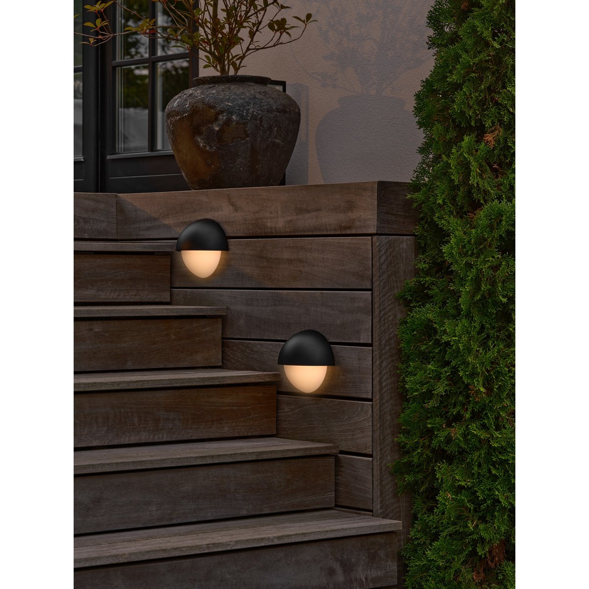 Applique murale extérieure ronde demi-lune en plastique, SCORPIUS noir, NORDLUX