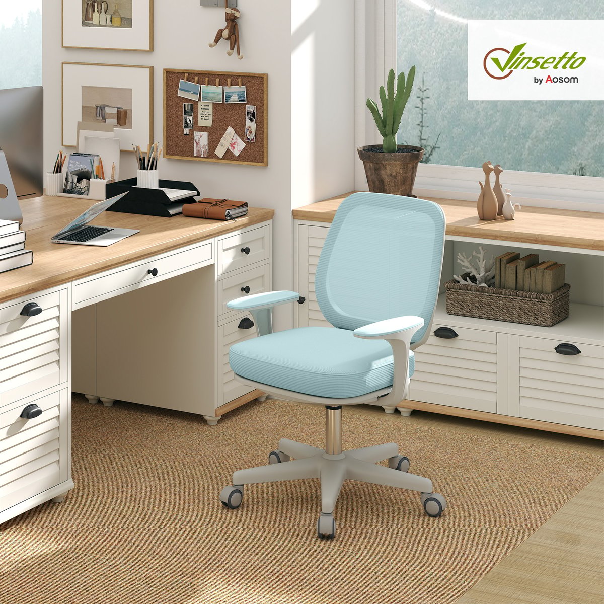 Chaise de bureau Tissu en maille (100% vert, HOMCOM