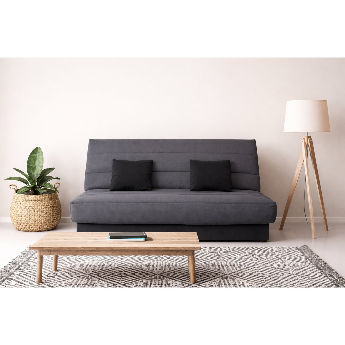 Banquette Clic clac CECILIA 130 x 190, pearl rouge gris, RELAXIMA