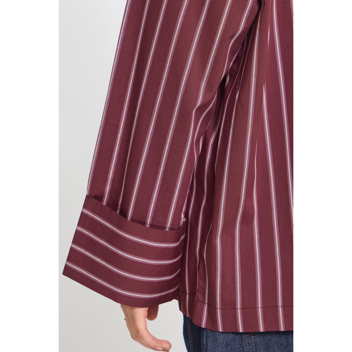Chemise à manches longues rouge lulao stripe, ICHI
