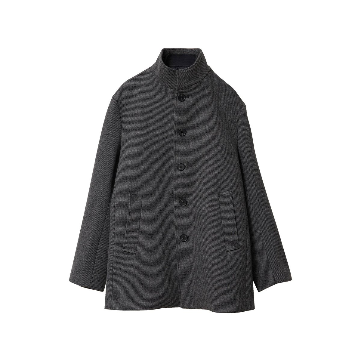 Manteau droit mi-long col montant gris foncé, BONOBO