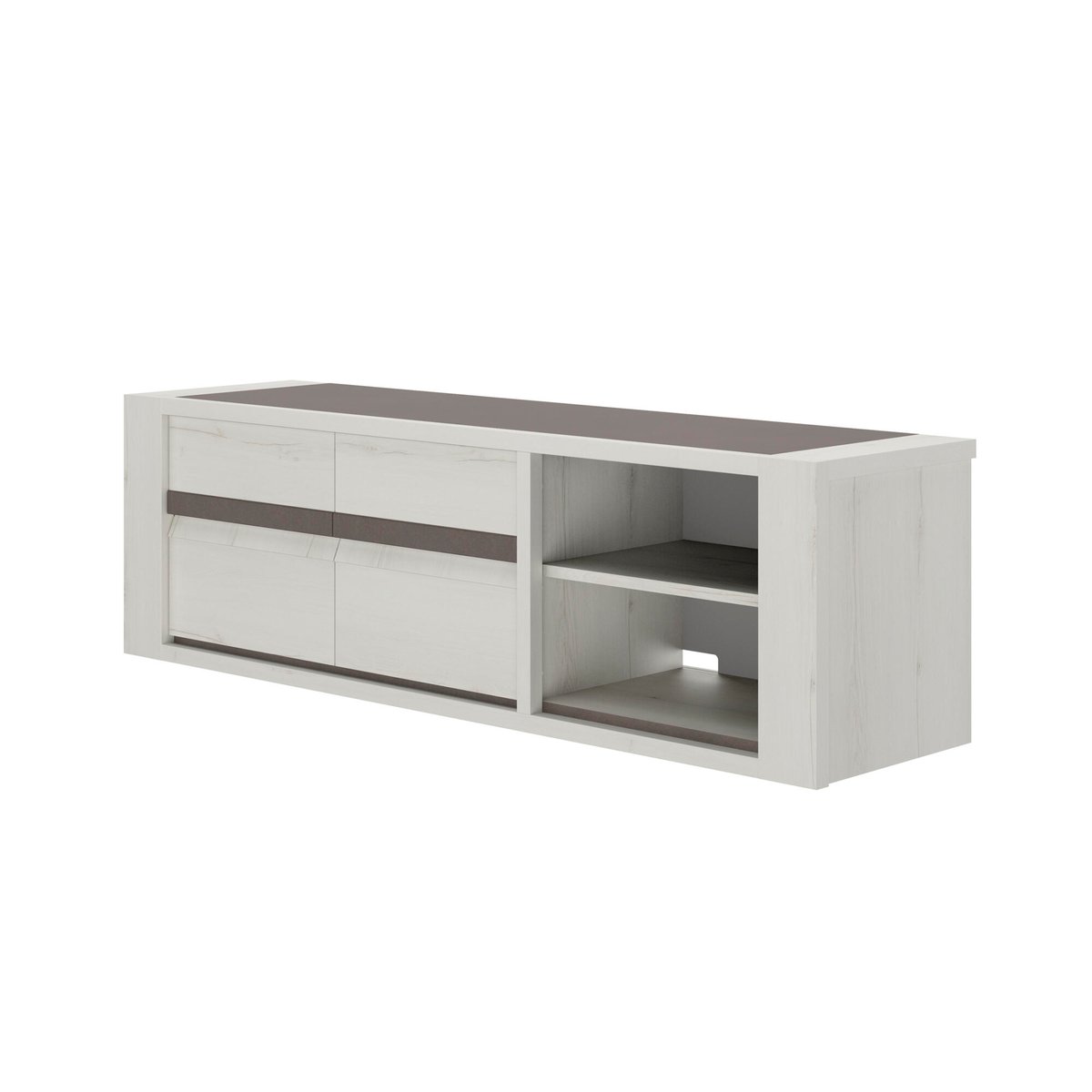 Meuble tv 2 portes 190cm avec tablettes beige, GAMI