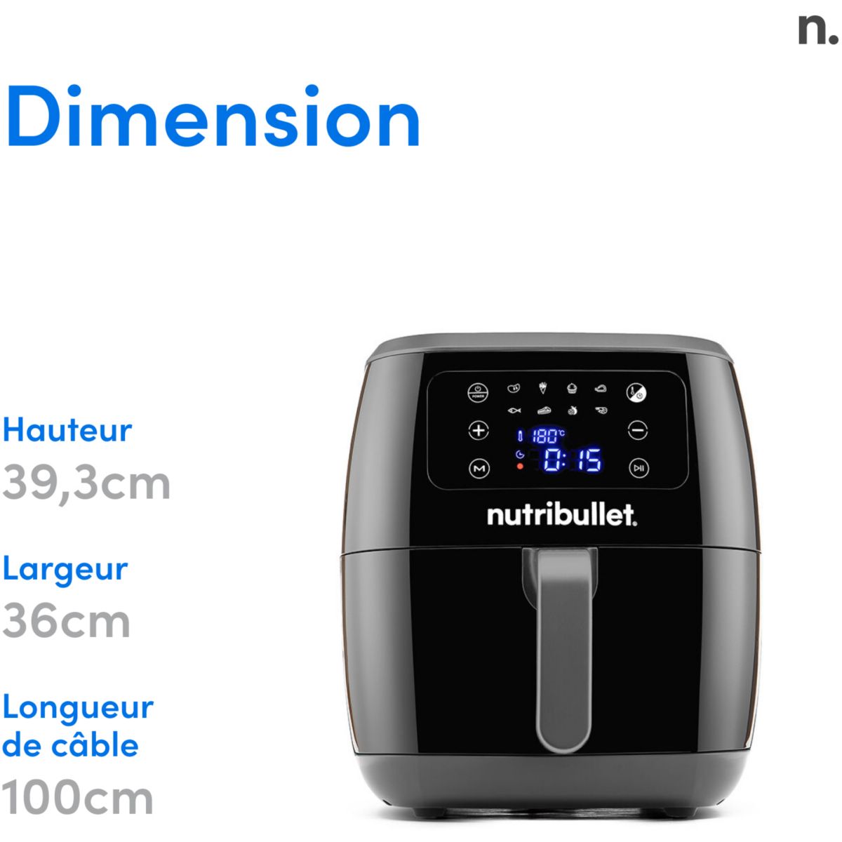 Friteuse sans huile airfryer NBA071B couleur unique, NUTRIBULLET