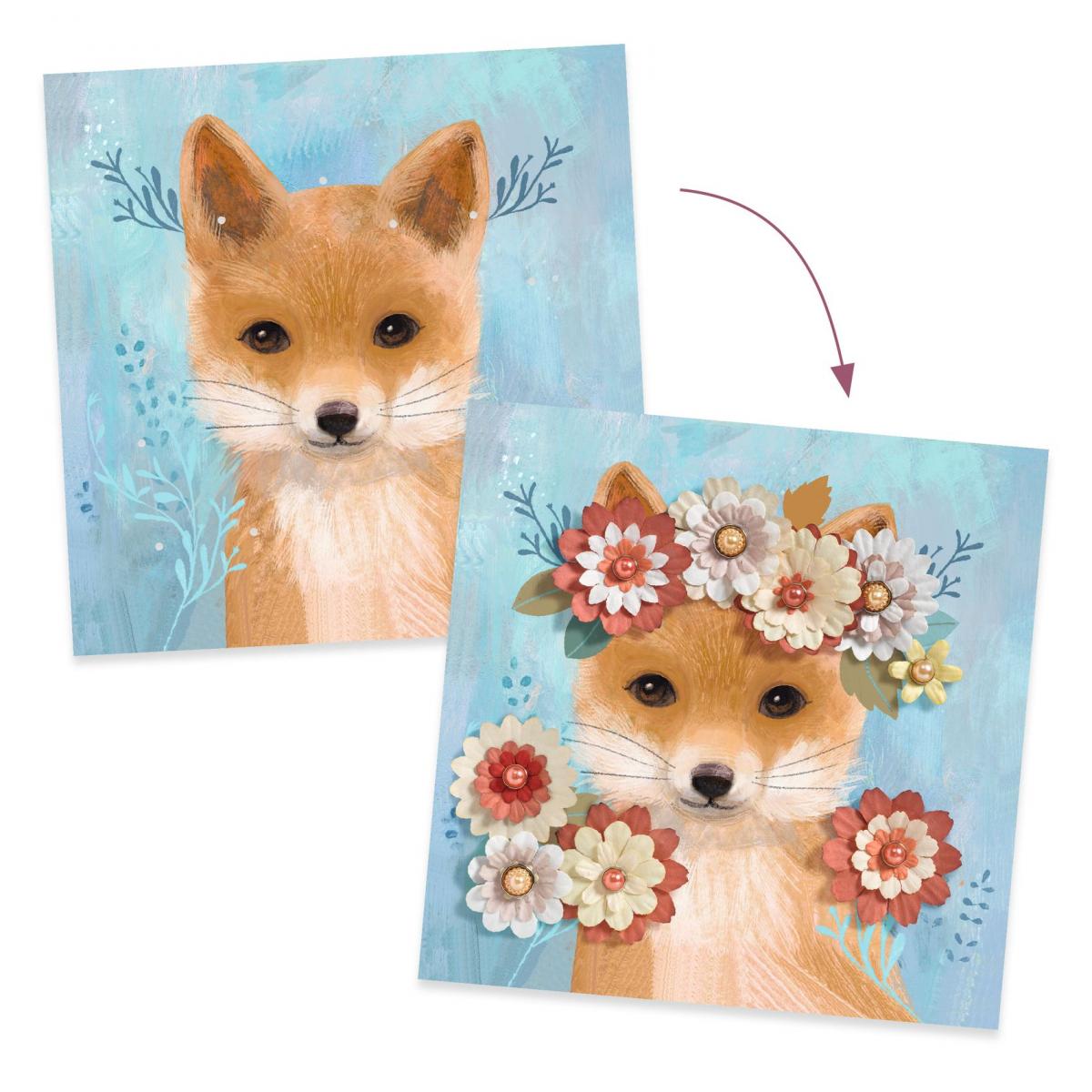 Papier créatif - Couronnes de fleurs couleur unique, DJECO