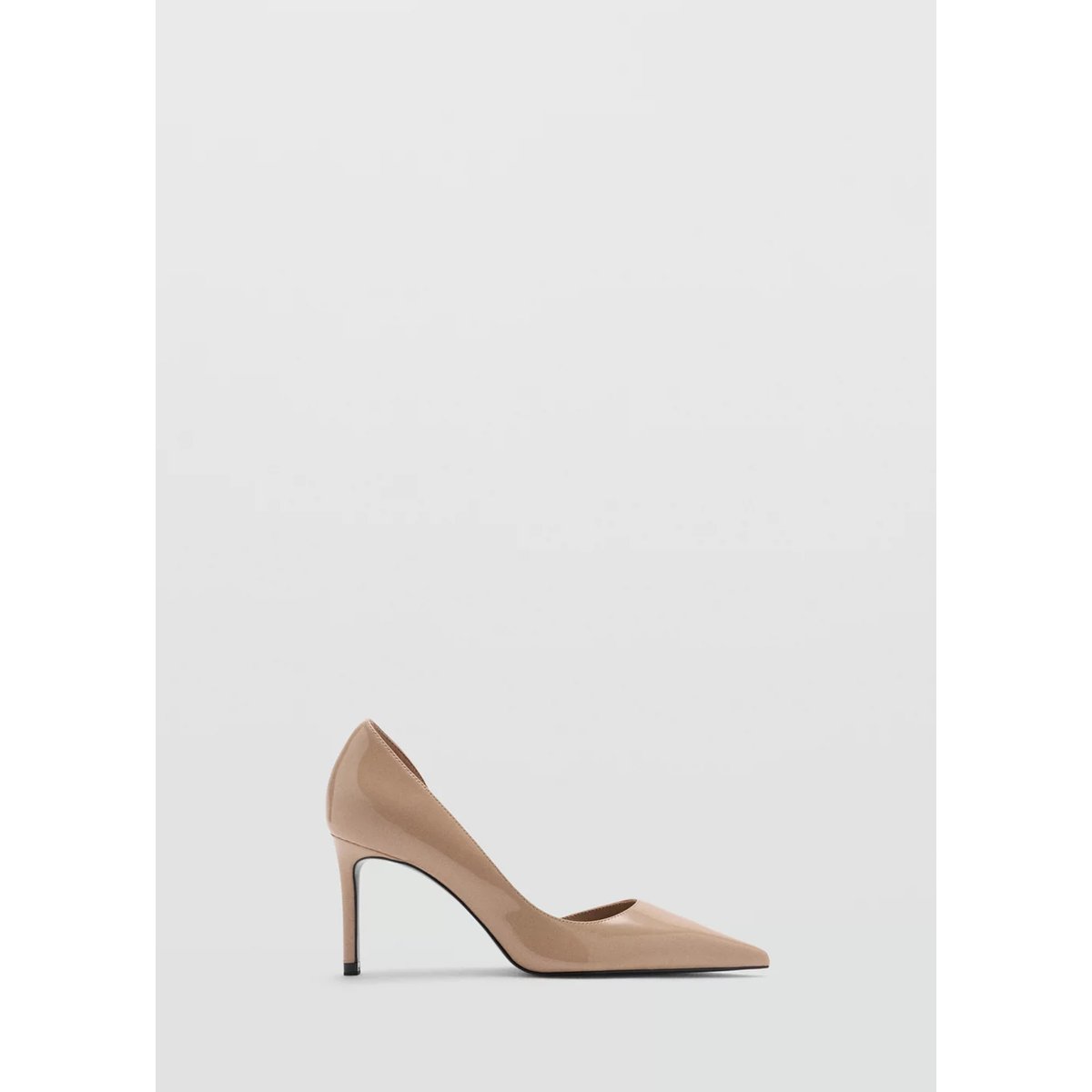 Chaussures à talon en cuir vernis nude, MANGO