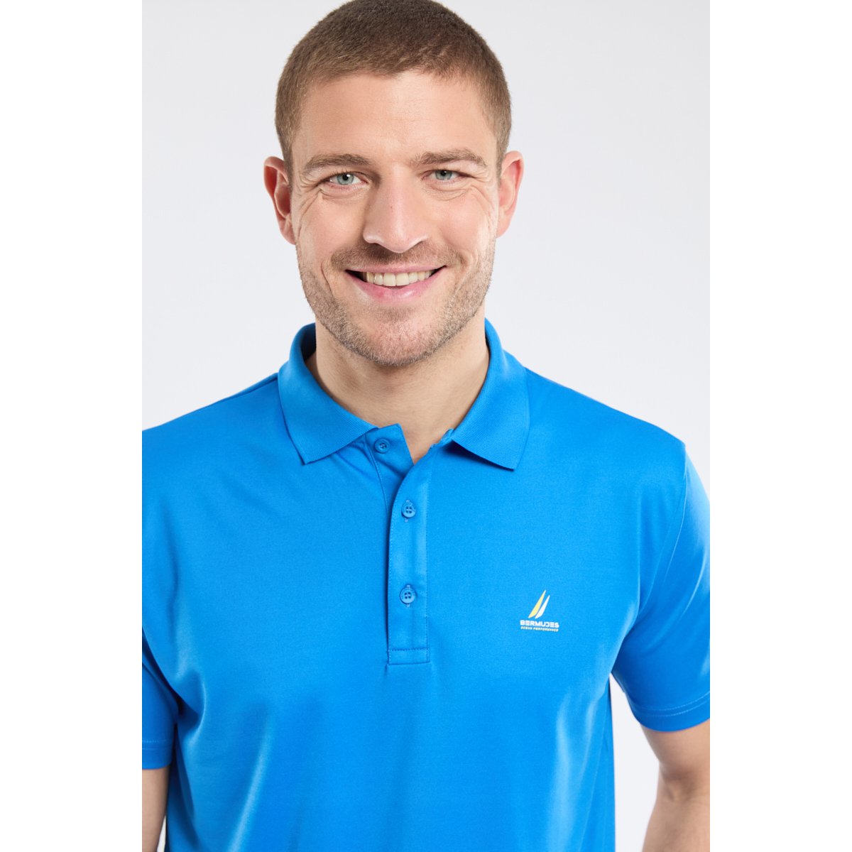 Polo en polyester recyclé GALT turquoise, BERMUDES