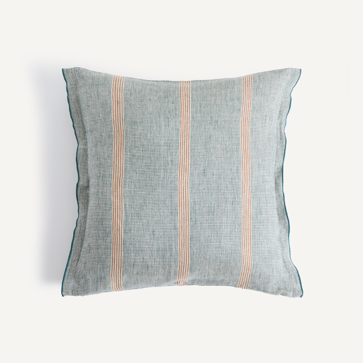 Housse de coussin lin rayé, Virel bleu canard, AM.PM