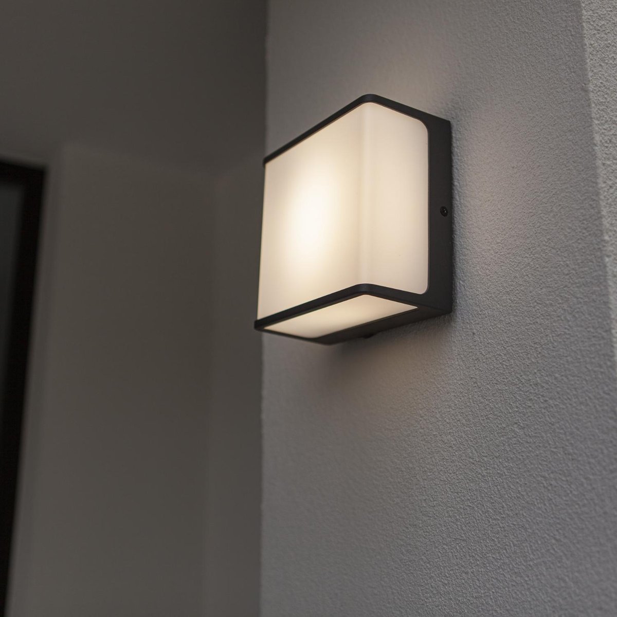 Applique murale d'extérieur sur secteur DOBLO GREY aluminium gris LED blanc chaud H8cm dark grey, LUMISKY