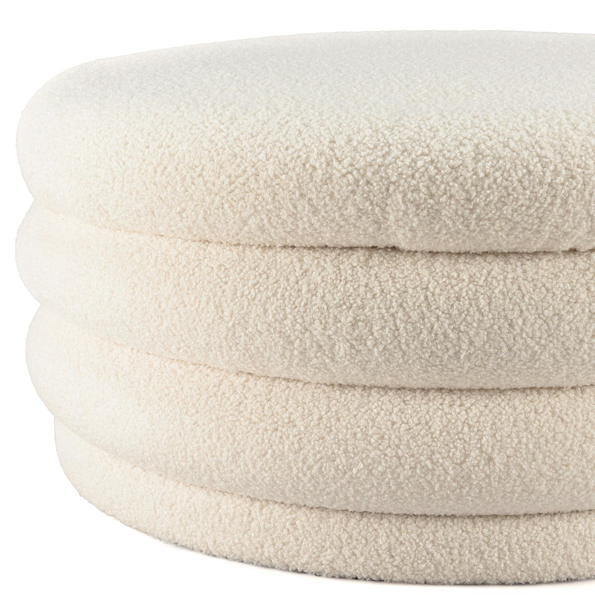 Pouf rond avec rangement tissu bouclette écru D79 cm COLOMBUS ecru, PIER IMPORT