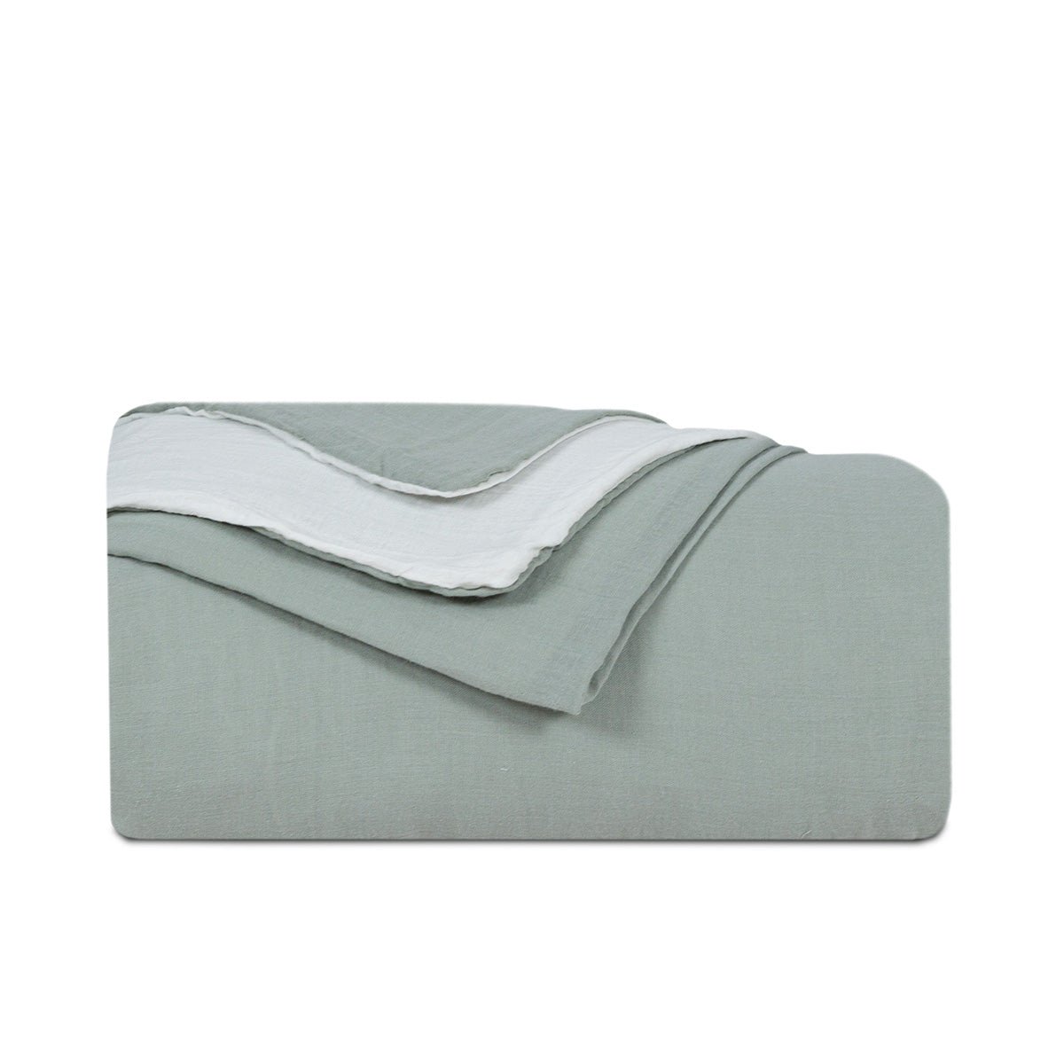 Housse de couette réversible - Gaze de coton - NOÉ vert sauge, MAISON AUBERTIN