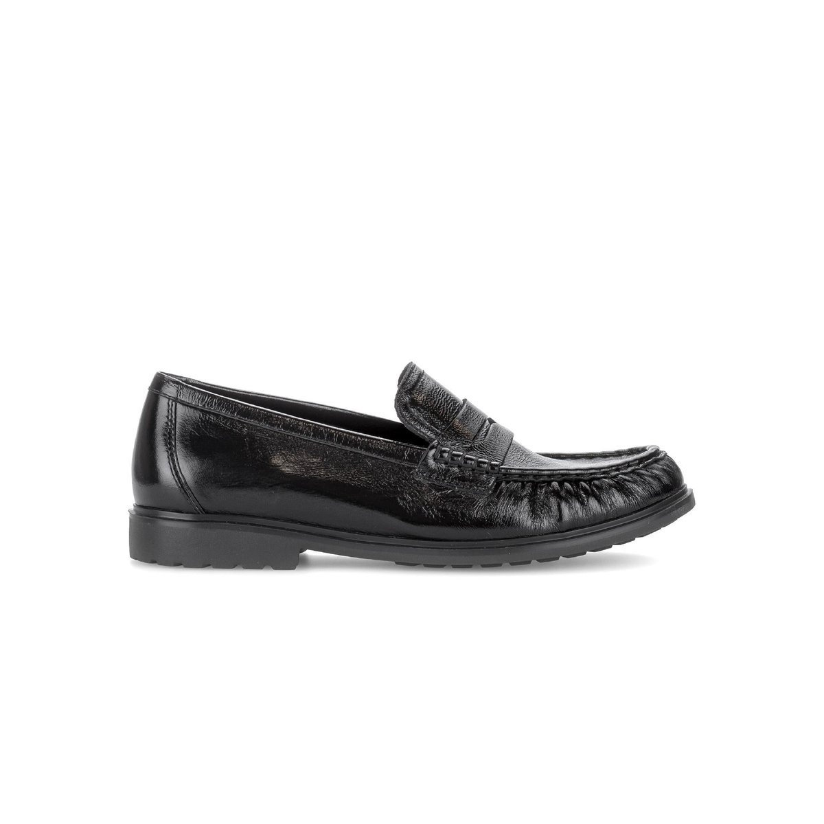 Mocassins en cuir lisse à talon décroché noir, GABOR
