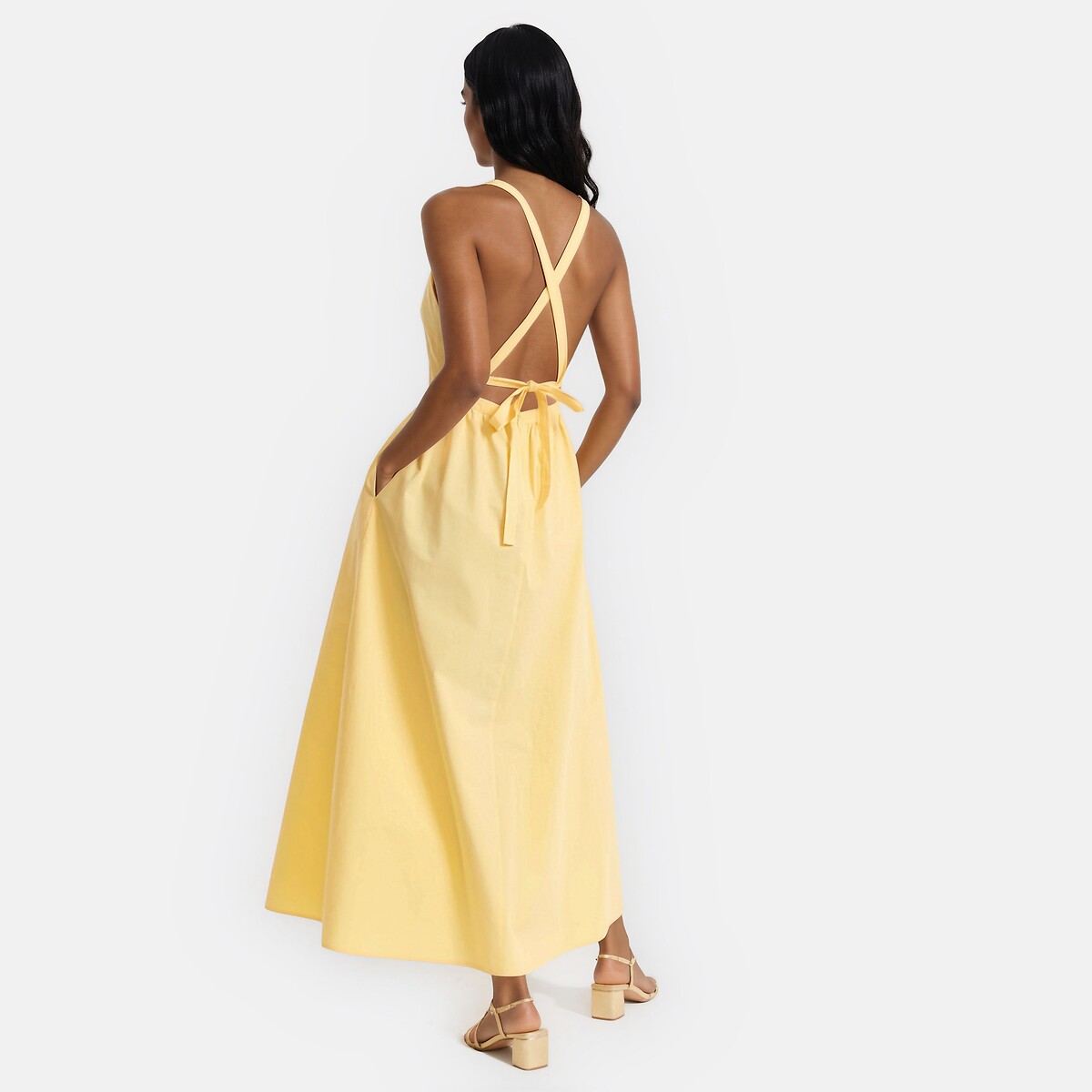 Robe longue à bretelles col V jaune, LA REDOUTE COLLECTIONS